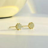 Green Jadeite Sterling Silver Stud Earrings