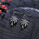 Sterling Silver 925 Coconut Tree Drop Earrings Zircon Jewelry
