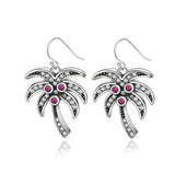 Sterling Silver 925 Coconut Tree Drop Earrings Zircon Jewelry
