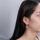 Sterling Silver Turtle Drop Earrings Zircon Party Jewelry
