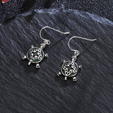 Sterling Silver Turtle Drop Earrings Zircon Party Jewelry