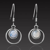 Sterling Silver Moonstone Drop Earrings Wedding Engagement Jewelry