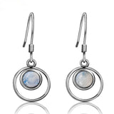 Sterling Silver Moonstone Drop Earrings Wedding Engagement Jewelry
