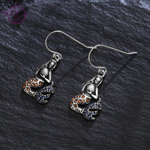Sterling Silver Mermaid Drop Earrings Zircon Jewelry Gift