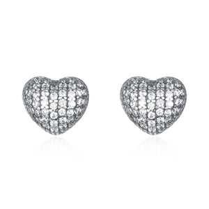 925 Silver Zircon Heart Stud Earrings