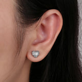 925 Silver Zircon Heart Stud Earrings