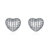 925 Silver Zircon Heart Stud Earrings