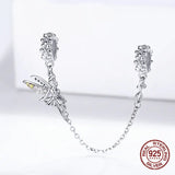 Sterling Silver Elf Silicone Safety Chain Charm for Bangle Bracelet Necklace