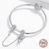 Sterling Silver Elf Silicone Safety Chain Charm for Bangle Bracelet Necklace