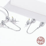 Sterling Silver Elf Silicone Safety Chain Charm for Bangle Bracelet Necklace