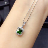 925 Silver Emerald Diamond Wedding Pendant Necklace