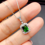925 Silver Emerald Diamond Wedding Pendant Necklace