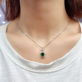 925 Silver Emerald Diamond Wedding Pendant Necklace