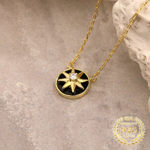 925 Silver Rotating Shell Pendant Spinner Star Necklace