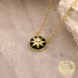 925 Silver Rotating Shell Pendant Spinner Star Necklace