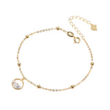 925 Sterling Silver Zicon Water Wave Beads Chain Bracelet