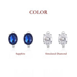 Sterling Silver 925 Sapphire Clip Earrings Women's Jewelry