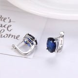 Sterling Silver 925 Sapphire Clip Earrings Women's Jewelry