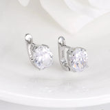Sapphire Sterling Silver Clip Earrings Lab Diamond Wedding Jewelry