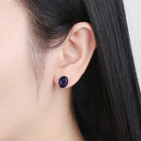 Sterling Silver 925 Sapphire Clip Earrings Women's Jewelry