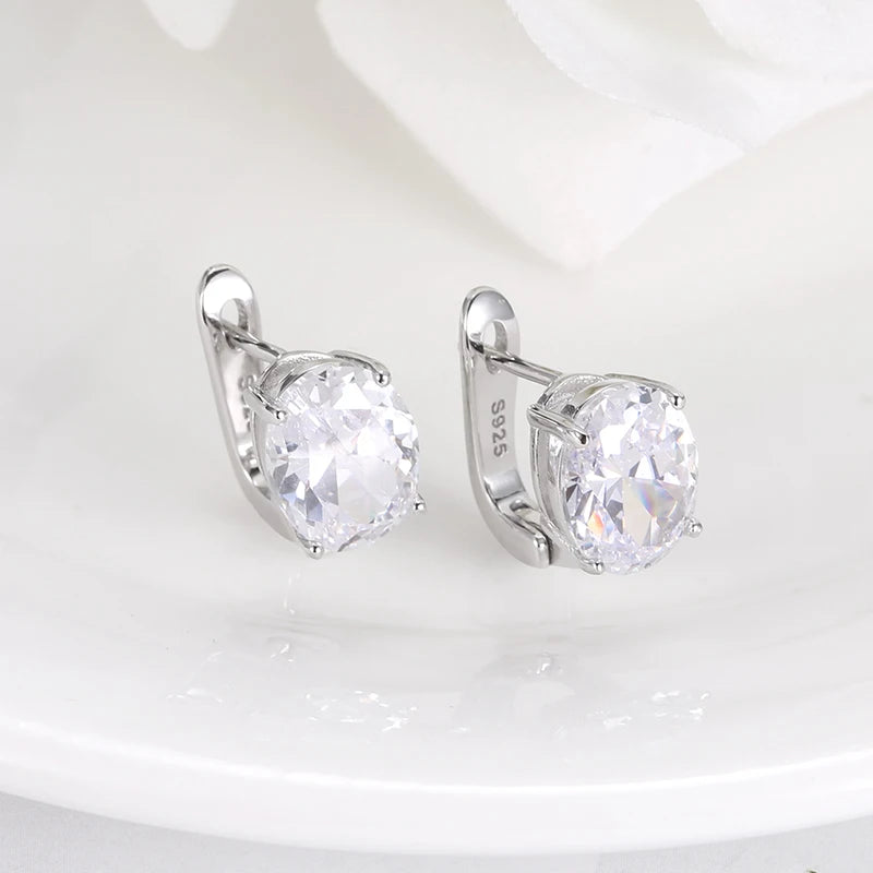 Sterling Silver 925 Sapphire Clip Earrings Women's Jewelry