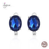 Sterling Silver 925 Sapphire Clip Earrings Women's Jewelry