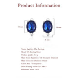 Sapphire Sterling Silver Clip Earrings Lab Diamond Wedding Jewelry
