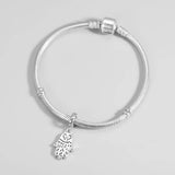 Hand Shape Sterling Silver Beads for Women Charms Jewelry DIY
