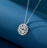 925 Silver Heart Necklace Four Leaf Clover Pendant Chain for Women