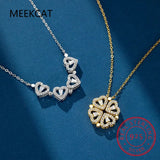 925 Silver Heart Necklace Four Leaf Clover Pendant Chain for Women