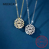 925 Silver Heart Necklace Four Leaf Clover Pendant Chain for Women