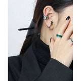 925 Silver Hollow Ear Clip Halloween Gothic Style Jewelry