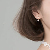 925 Silver Heart Hoop Earrings Zircon Diamond Sweet Women