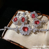 925 Silver Red Zirconia Jewelry Set for Women