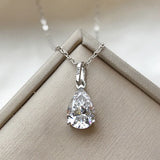 Sterling Silver Water Drop CZ Pendant Necklace