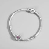 925 Silver Heart Zircon Beads for Bracelet Making