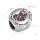 925 Silver Heart Zircon Beads for Bracelet Making