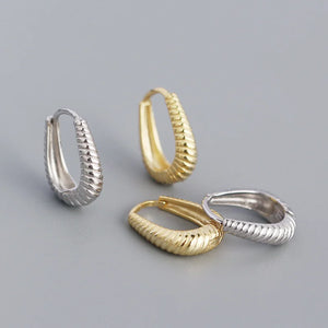 Sterling Silver Minimalist Geometric Hoop Earrings Gift For Women