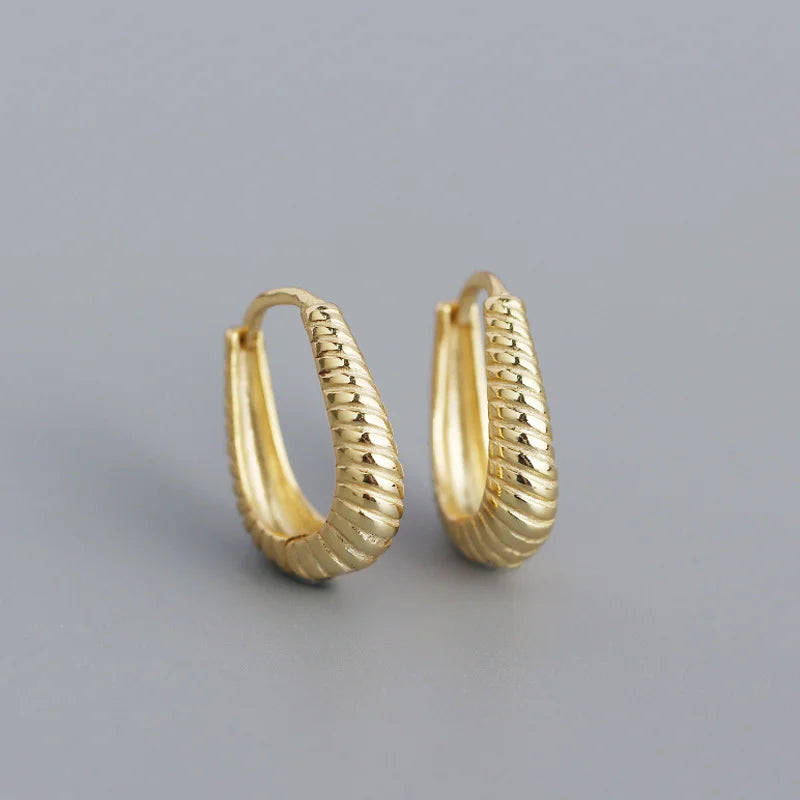 Sterling Silver Minimalist Geometric Hoop Earrings Gift For Women