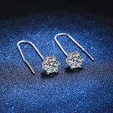 Sterling Silver 925 Moissanite Tassel Earrings 2ct D Clear VVS1 Diamond