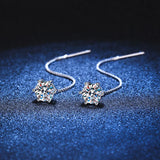 Sterling Silver 925 Moissanite Tassel Earrings 2ct D Clear VVS1 Diamond