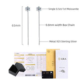 Sterling Silver 925 Moissanite Tassel Earrings 2ct D Clear VVS1 Diamond