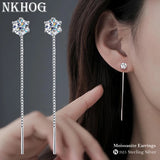 Sterling Silver 925 Moissanite Tassel Earrings 2ct D Clear VVS1 Diamond