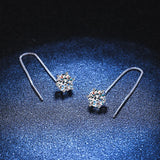 Sterling Silver 925 Moissanite Tassel Earrings 2ct D Clear VVS1 Diamond