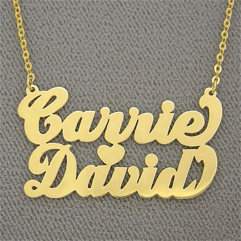 Personalized Sterling Silver Name Necklace Two Name Letter Pendant