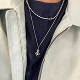 925 Silver Necklace Olive Bead Clavicle Kolye