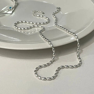 925 Silver Necklace Olive Bead Clavicle Kolye