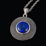 925 Silver Lapis Lazuli Stone Pendant Necklace for Women Gift