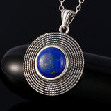 925 Silver Lapis Lazuli Stone Pendant Necklace for Women Gift