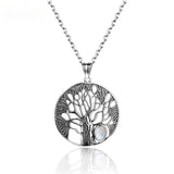 925 Silver Moonstone Pendant Necklace Tree Shape Women Gift
